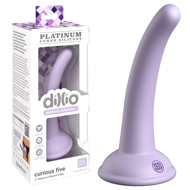Dillio Platinum Curious Five 5 Inch Platinum Silicone Dildo - Purple
